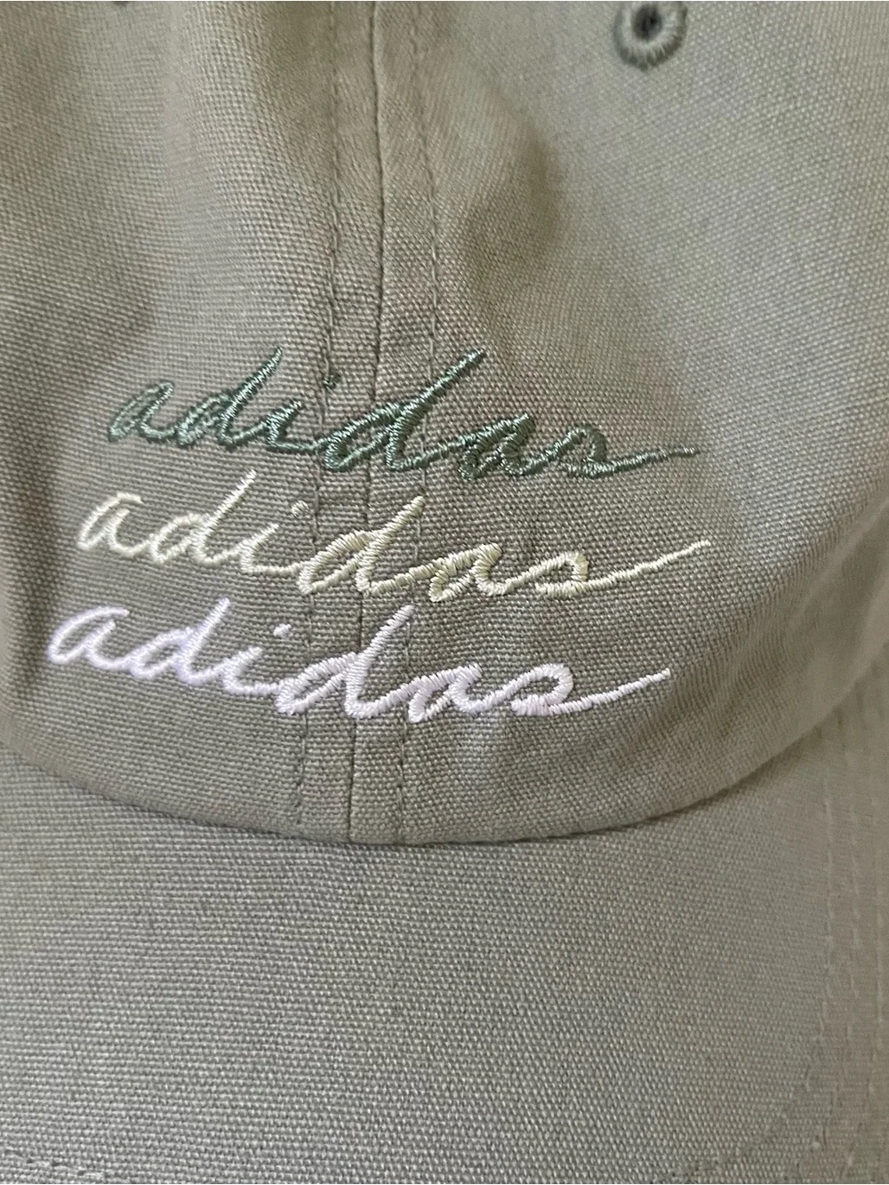Adidas embroidered logo cursive green hat baseball cap